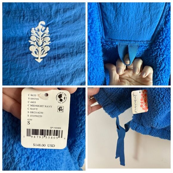 NWT Free People Movement Scout It Out Fleece Vest • Oversized• Side Bows • Blue - Picture 4 of 16